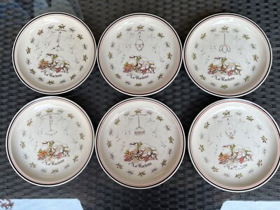 6 x GIEN La Raclette  Salatteller ca 20 cm - Stil Marie-Pierre Boitard France