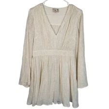 Mille Resort Metallic Cream Dress S Cocktail Resortwear Beach Vacation Coastal