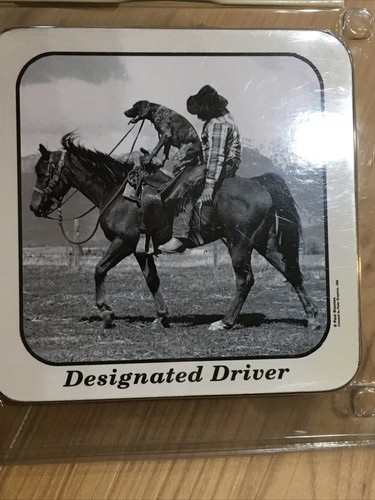 DRUNKEN COWBOY DOG DESIGNATED DRIVER VINTAGE DRINK COASTERS PAUL STANTON NEW - Picture 6 of 7