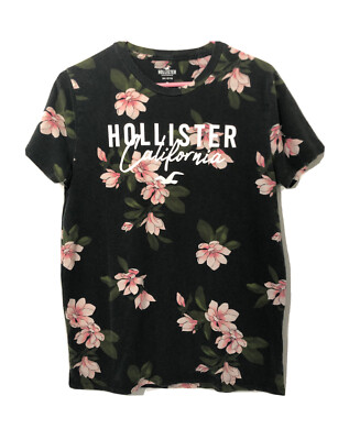 Hollister T-Shirt-Men’s Small-All Over Print Pink Flower Floral 