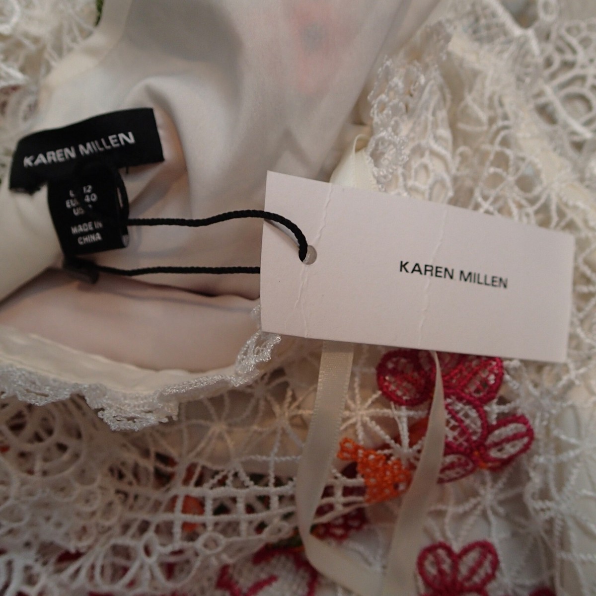 Karen Millen Multicolor Floral Lace Embroidered Dress 8