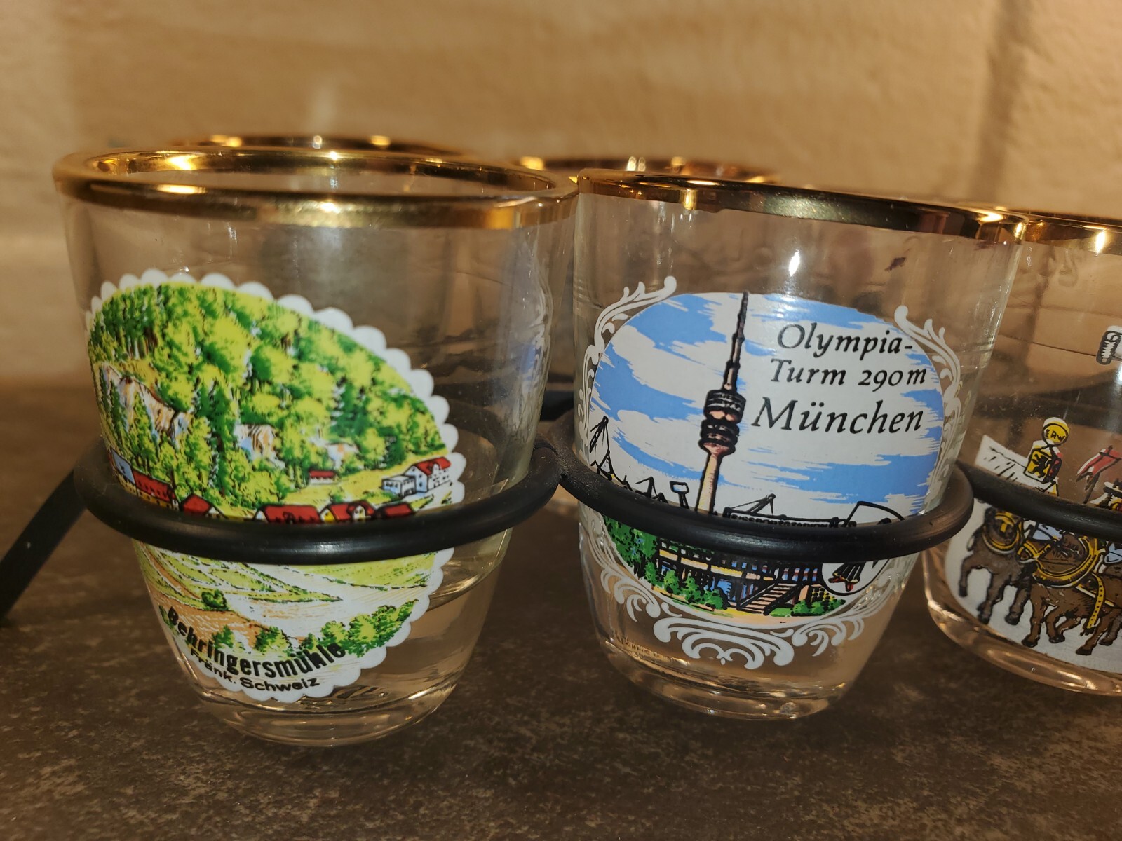 Set (6) Retro German Shot Glasses Variety Set Includes Original Holder! eBay