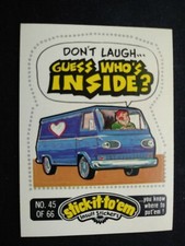 1976 Fleer Stick-It-To'em Stickers # 45 Guess Who's Inside? (EX)