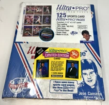 Vintage Ultra Pro Page Sorts Card 125 Binder Sheets Canseco W/ Card SEALED NEW