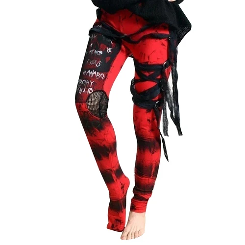 Damen Steampunk Gothic Hosen Kariert Cargohose Freizeithose Leggings Cosplay DE* - Bild 11 von 13