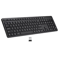 Wireless Keyboard 2.4G USB Black 106 Keys Full Size Number Pad Chrome Windows PC