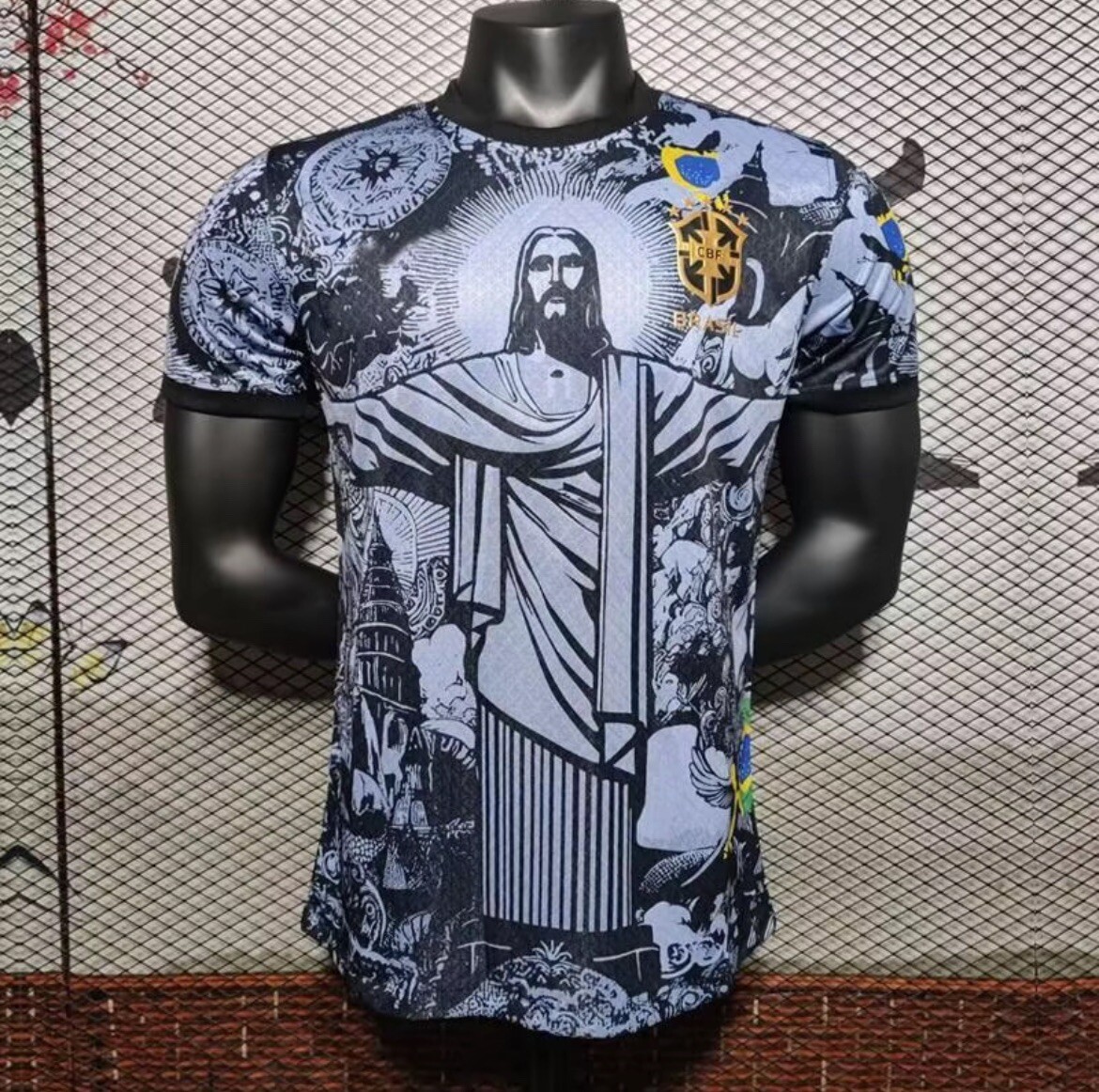 Brazil Football Shirt Jesus Statue UK