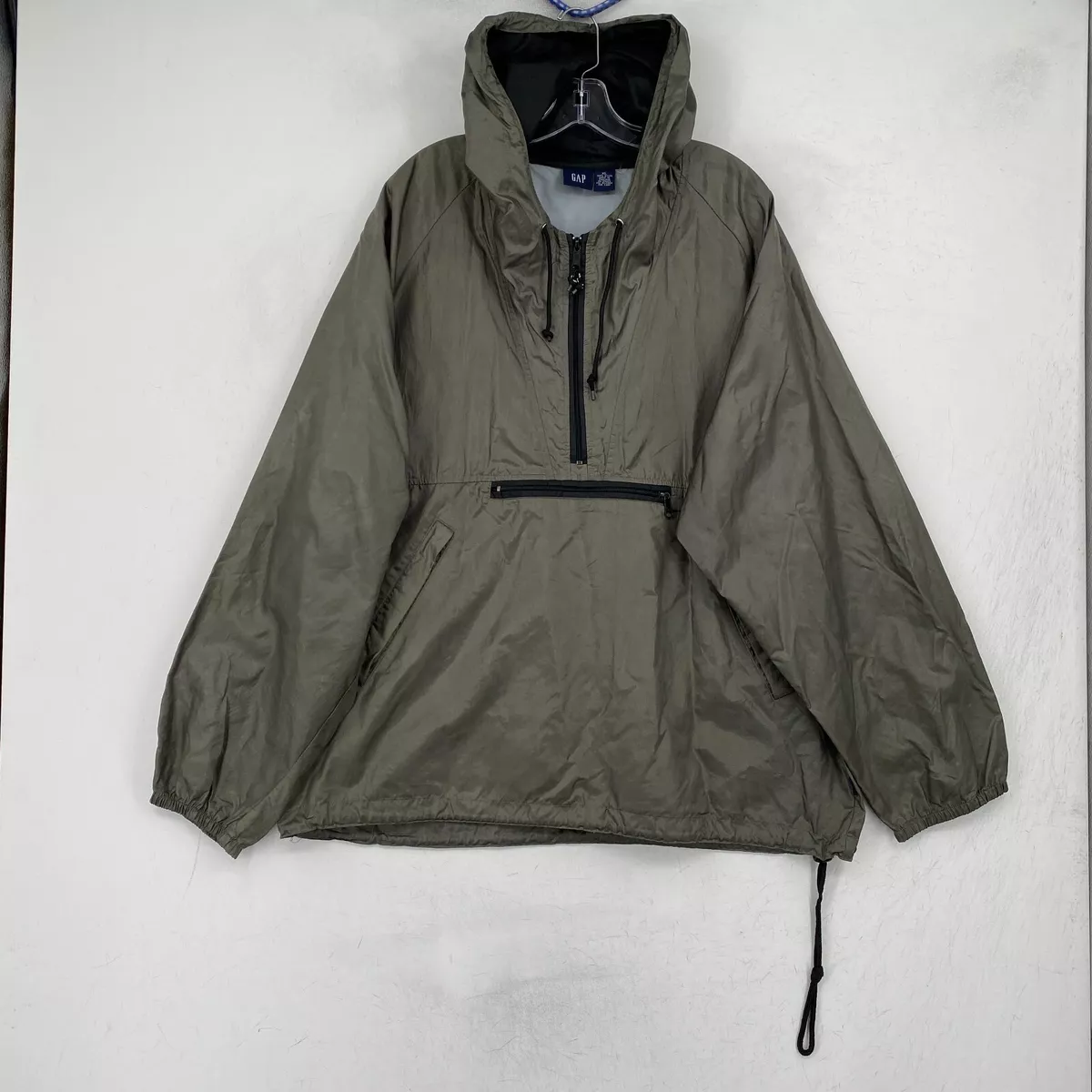 Vintage Gap Anorak Hoodie Jacket Mens XL Green Pullover Zip Packable 90s Y2K * Vintage Gap Anorak Hoodie Jacket Mens XL Green Pullover Zip Packable 90s Y2K *