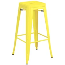 30'' High Backless Yellow Metal Restaurant Barstool For Indoor or Outdoor Use