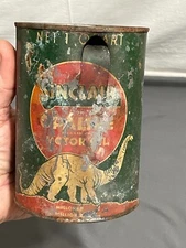 RARE vtg 1930s SINCLAIR OPALINE Motor Oil 1 quart metal can DINOSAUR Gas SAE 30