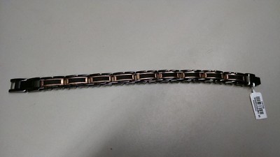 PRIMO Men s Cable Inlay 9  Fashion Bracelet in Black and Rose Gold