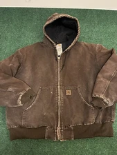 Carhartt Men's Quilted Lined Hooded Jacket J130 DKB 2XL Distressed VTG Coat