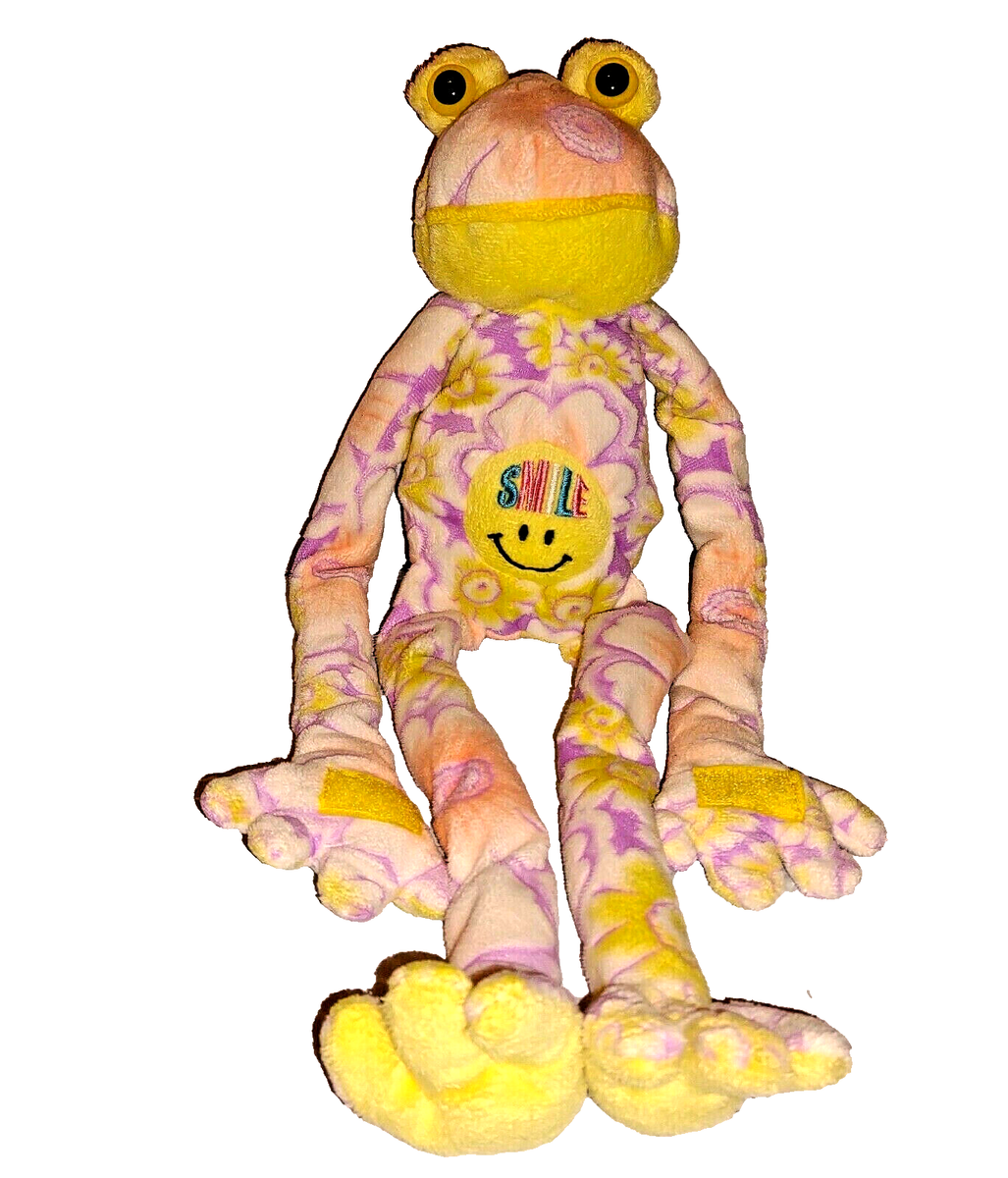 FLOWER POWER! FROG Pink Purple White Soft 18in Plush 2010 Smile