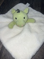 DTU Inc Dinosaur Lovey Baby Security Blanket Green Cream Off White Dragon 