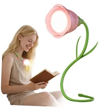 Rose Neck Reading Light - USB-C Rechargeable Book Light, 3 Color Pink