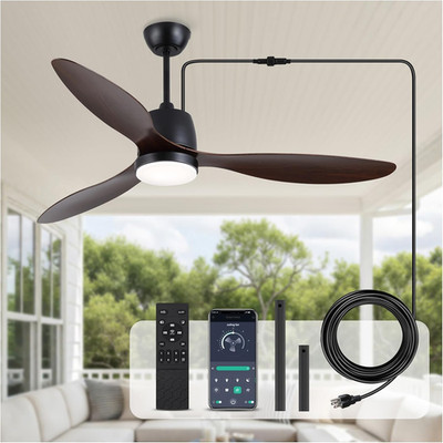 52'' Waterproof Outdoor Ceiling Fan with Light, Remote & App Control, 6-Speed