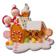 Gingerbread House Family 2 3 4 5 6 Personalized Christmas Ornament