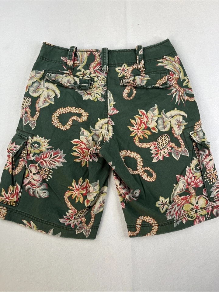 VTG Denim & Supply Ralph Lauren Cargo Shorts Mens Size 30 Green Floral Hawaiian - Image 2 of 4