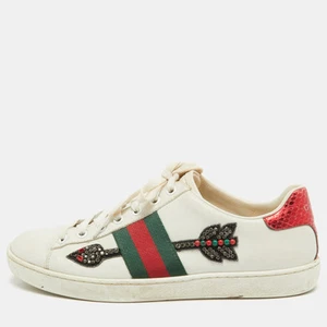 Baskets Gucci cuir blanc ornées de flèches as pointure 37