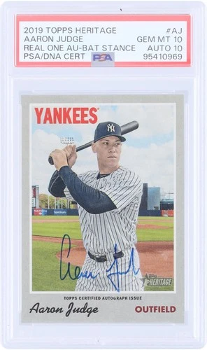 Aaron Judge Yankees Signed 2019 Topps Heritage Real One #ROA-AJ PSA 10/10 Card