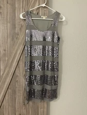 Juniors Grey Sequin Mini Dress Size Small One Clothing Brand 