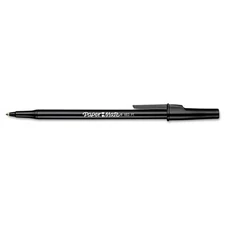 Paper Mate Ballpoint Stick Pen, Black Barrel ,Black Ink, Medium Point, EA
