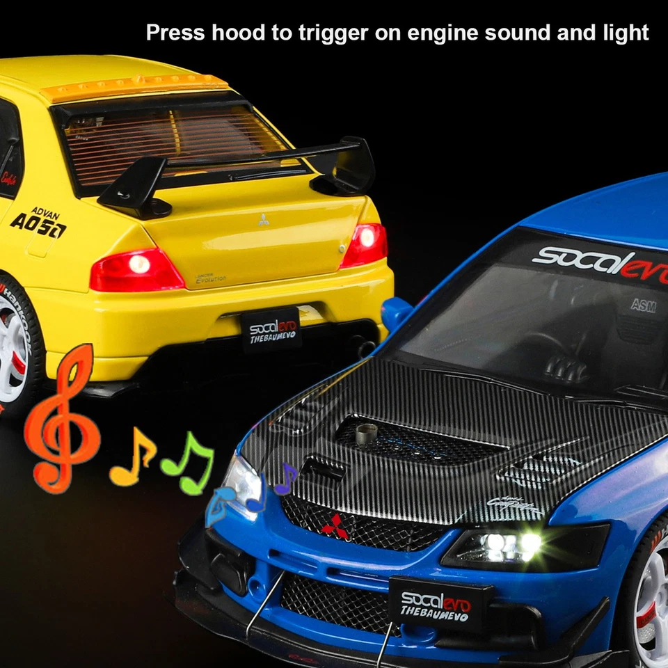 1:24 Mitsubishi Lancer EVO IX Diecast Model Car Toy Collection w/ Sound Light - Image 4 of 4
