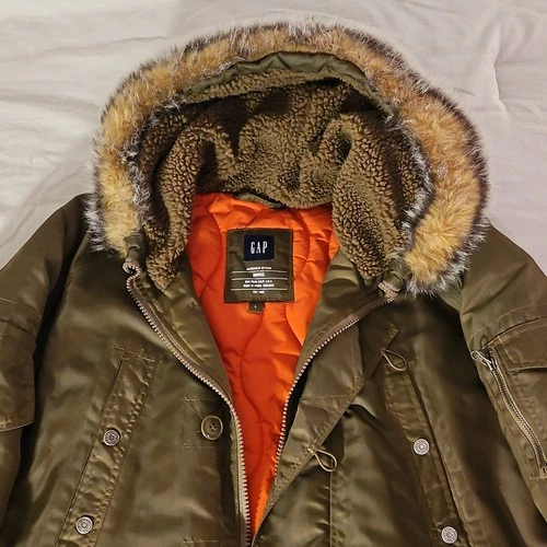 Vintage Y2k GAP Hooded Parka Snorkel Men's L Army Green image 2