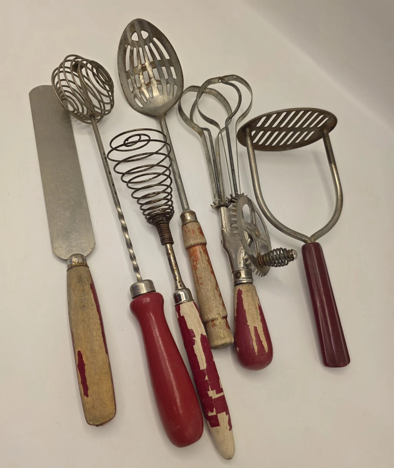 Vintage Decor-Wooden Handle Kitchen Utensils Farmhouse Rustic. Lot Of #6