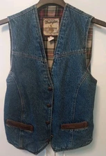 Wrangler Outerwear Denim Vest Men's  SMALL Plaid Flannel Blanket Lined Western