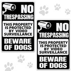 2 Pack Beware of Dog Signs - 12 x 8 Inch No Trespassing Warning Metal Tin