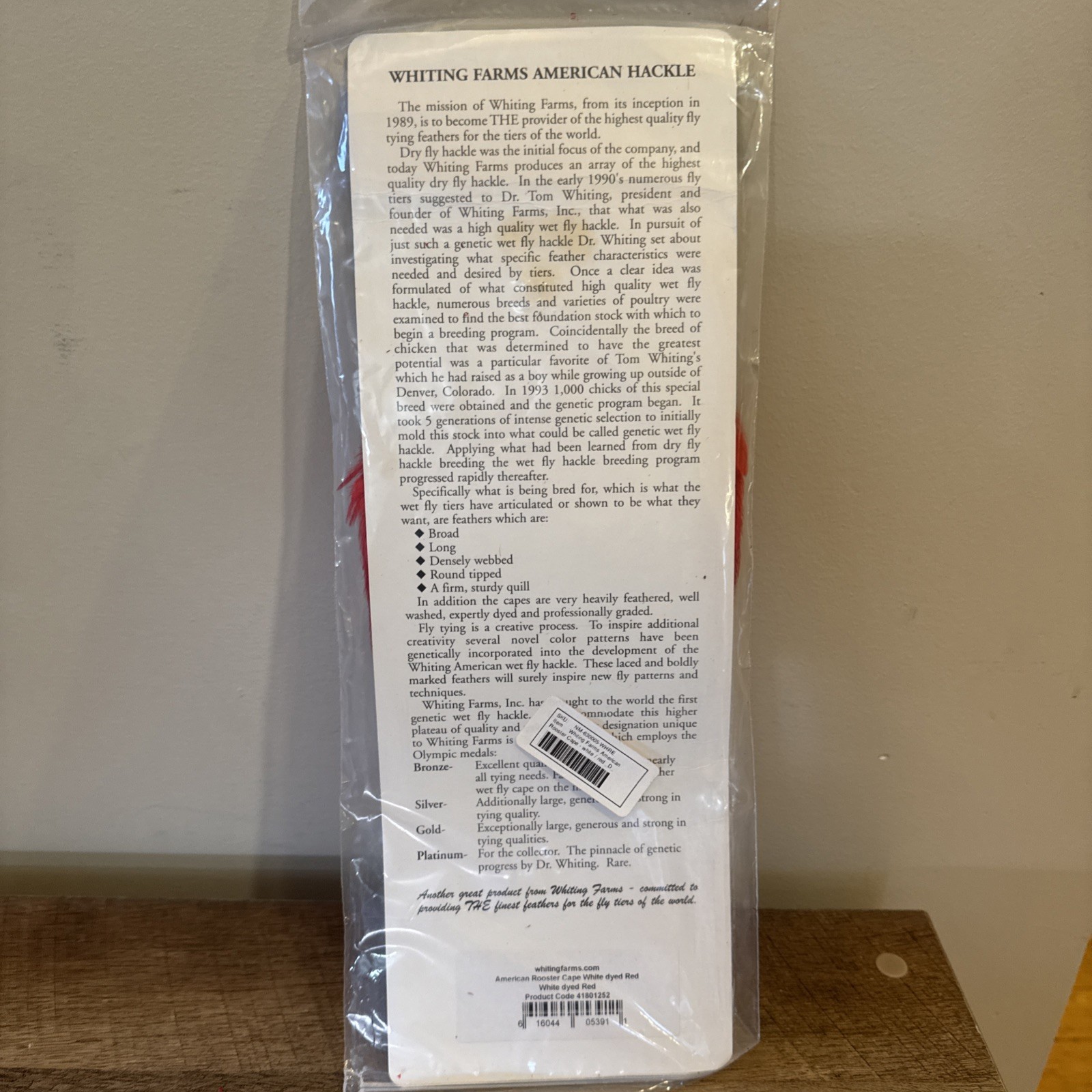 Whiting Hackle American Rooster Whole Cape White dyed Red Feathers  NEW