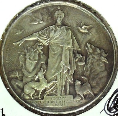 RARE HIGH VALUE- 1908 ANIMAL PROECTION SOCIETY IN PARIS MEDAL - EC 7791 L