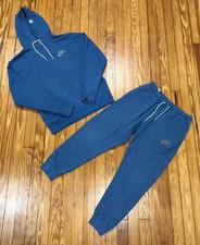 Nike Sportswear Revival Fleece Blue Hoodie  Joggers Set Size Medium Sweatsuit