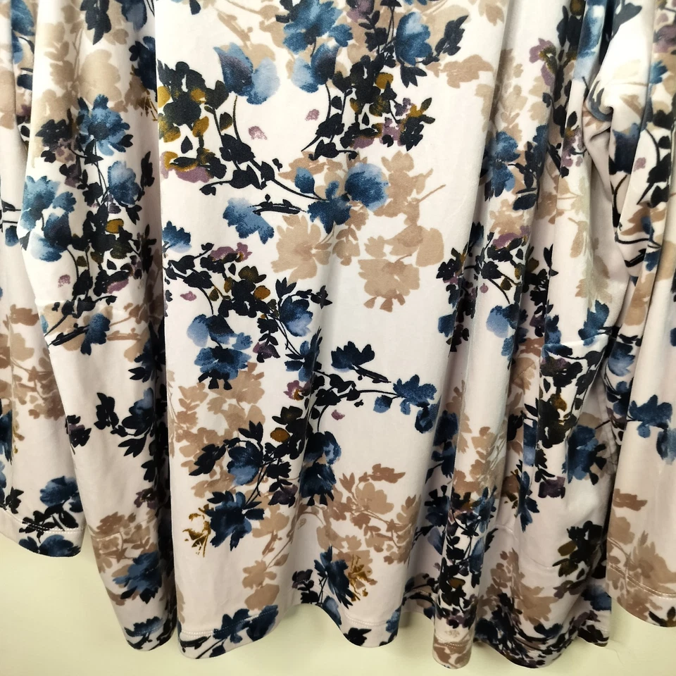 Túnica Top de Terciopelo Floral Pure J Jill 3X con Bolsillos Manga Larga Plus Cómoda Foto 3 de 4