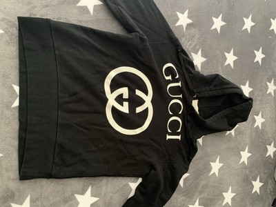 100 % Original GUCCI Interlocking G Hoodie Cotton Black / Größe: S (Übergroß)