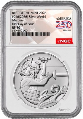 2026 W Mercury Dime Silver Medal NGC SP 70 MS70 First Day , Best
