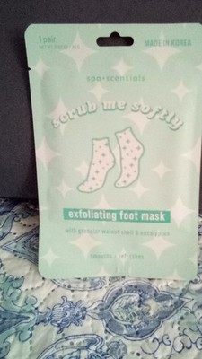 Spa Scentials Exfoliating Foot Mask Granular Walnut Shell Eucalyptus 1 Pair