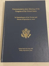 Commemorative Joint Meeting Of The Congress - Remembrance Sept. 11, 2001 Book
