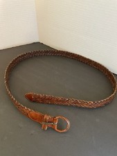 Vintage Braided Leather Belt Brown Ring Buckle Boho Western Size 32