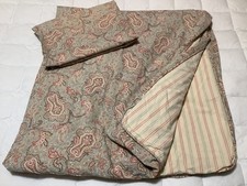 Eddie Bauer Classic Paisley Stripe Sage Queen Duvet Cover Sham
