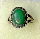 VINTAGE 1960s- 70s NAVAJO JADE STERLING SILVER RING SIZE 6.5