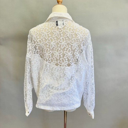 Vintage 90s Banjo Poplin and Lace Western Zip Up Shirt Size 1X - Bild 11 von 15