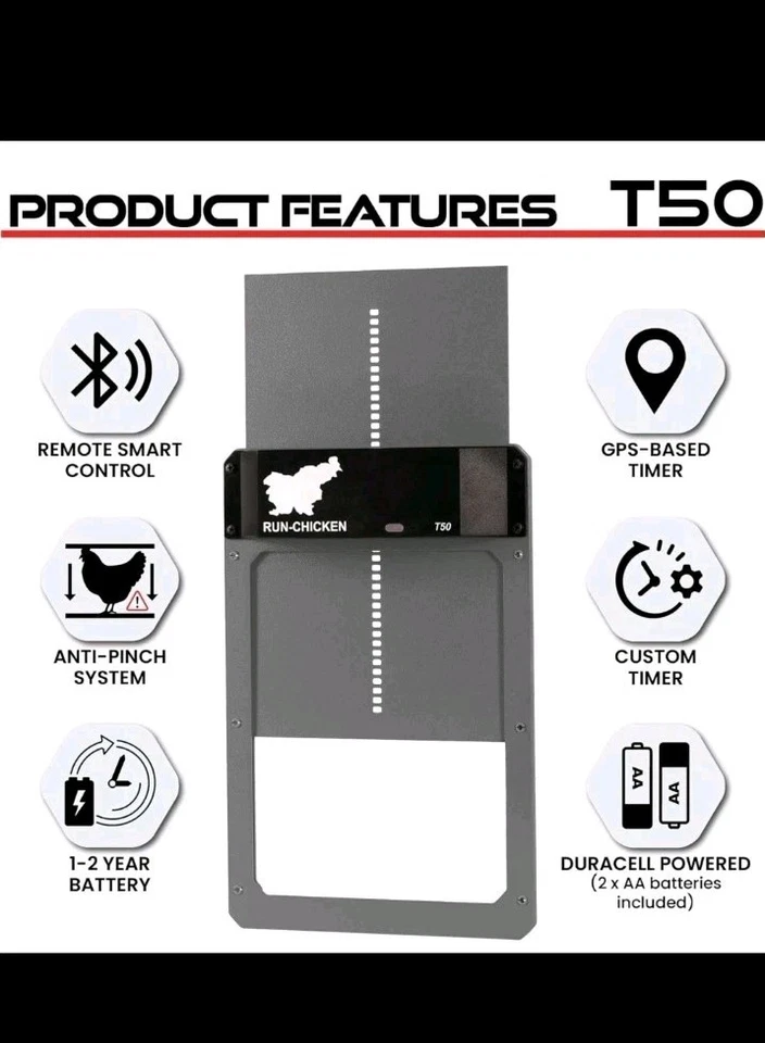 RUN-CHICKEN T50 门灰色自动鸡舍开门器全新开箱 — 第 2/4 张图片