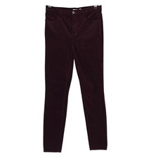Ann Taylor LOFT Corduroy Skinny Ankle Pants Burgundy High Rise Dark Wash Women 2