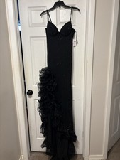 Windsor Black Beaded Satin Mermaid Formal Dress Sweetheart Neckline Size M