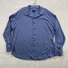 David Donahue Fusion Shirt XXL 18.5 Blue Floral Slim Soft Stretch Dress Casual