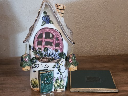Blue Sky ClayWorks Ceramic House Hanging Baskets Tea Light Heather Goldminc base - Picture 14 of 17