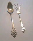 Antique Sterling Silver Lemon Fork & Citrus Spoon PYNCHON By Rog.Lunt & Bowlen