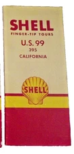 Vintage 1951 Shell Oil California Map Finger Tip Tours U.S. 99 395